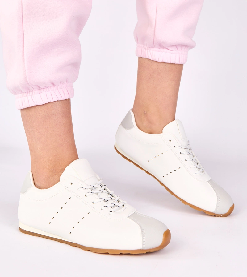 Hers Białe sneakersy z szarym akcentem