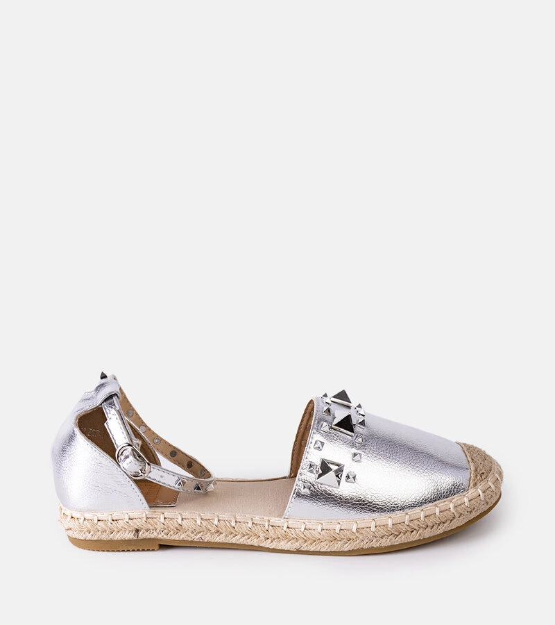 Srebrne espadryle z dżetami