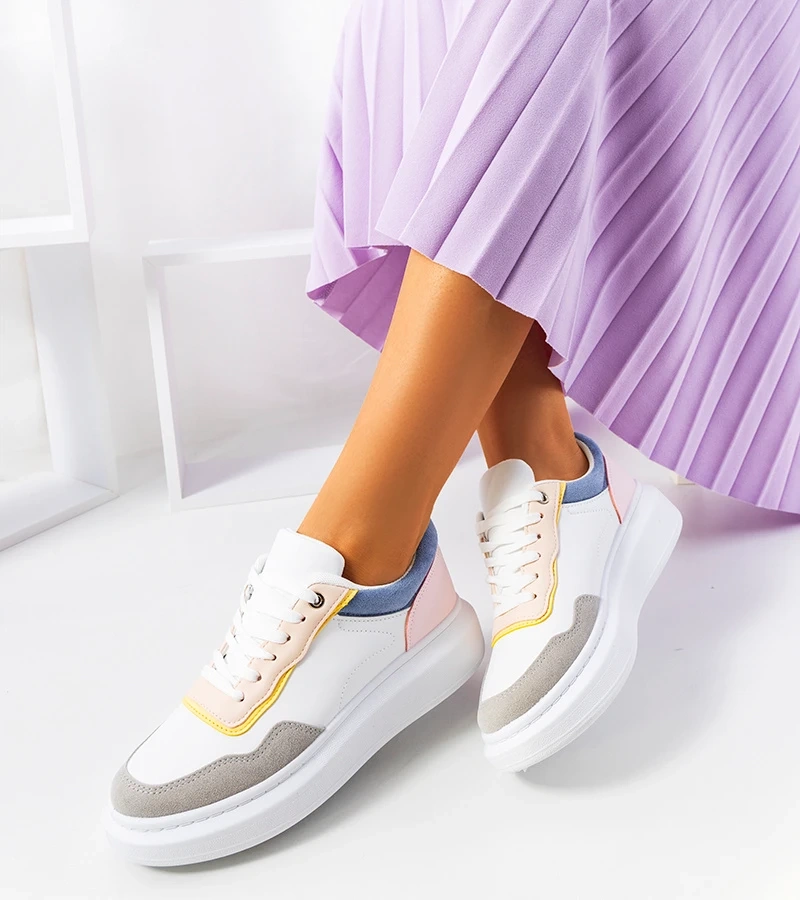 Sneakersy białe na grubej podeszwie