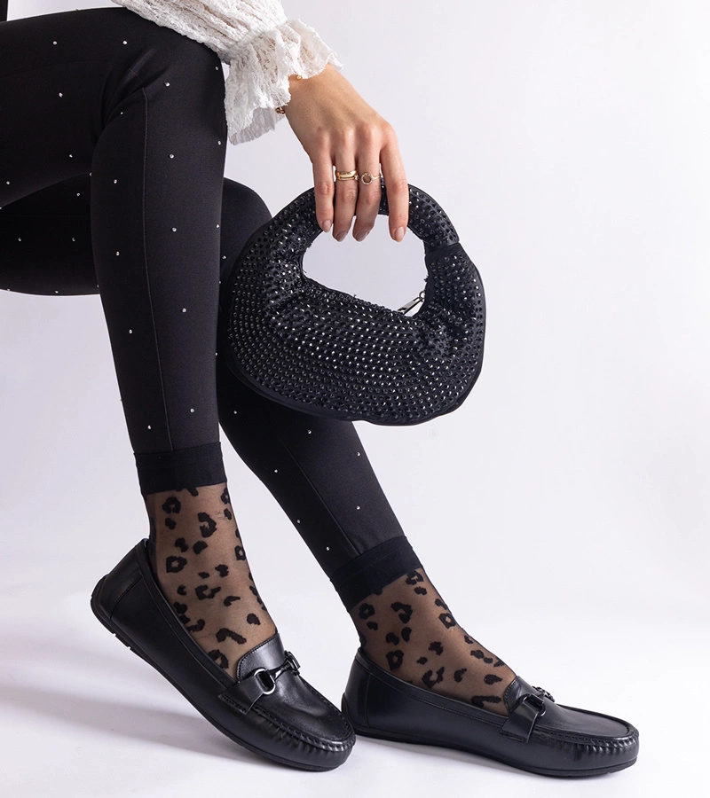 Czarne klasyczne mokasyny z eko skóry