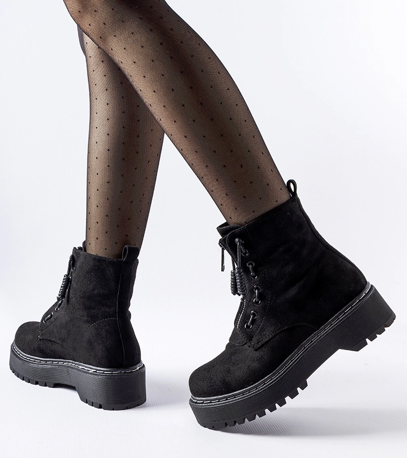 Czarne botki z suwakiem