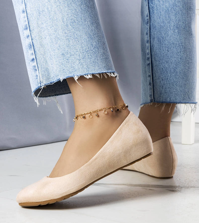Beżowe balerinki na ukrytej koturnie