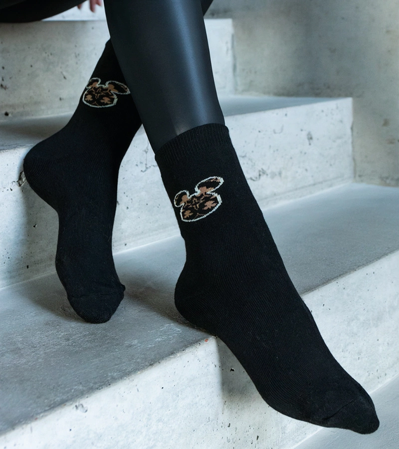 Czarne ciepłe skarpetki z myszką