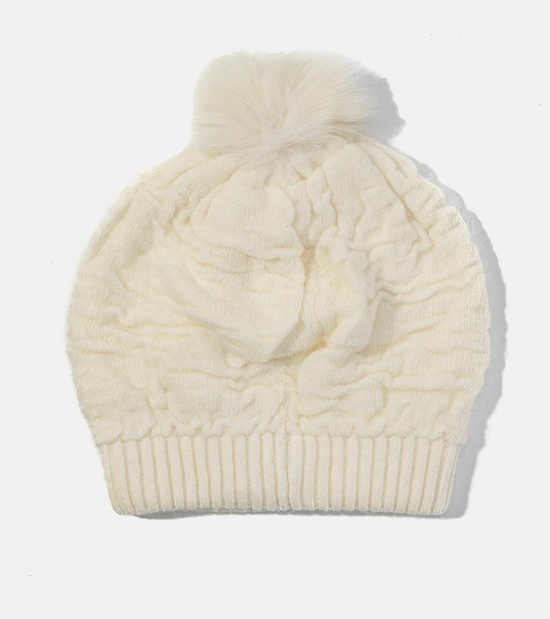 Czapka z pomponem Ecru