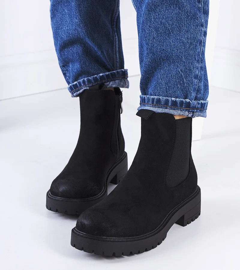 Czarne botki eko-zamsz