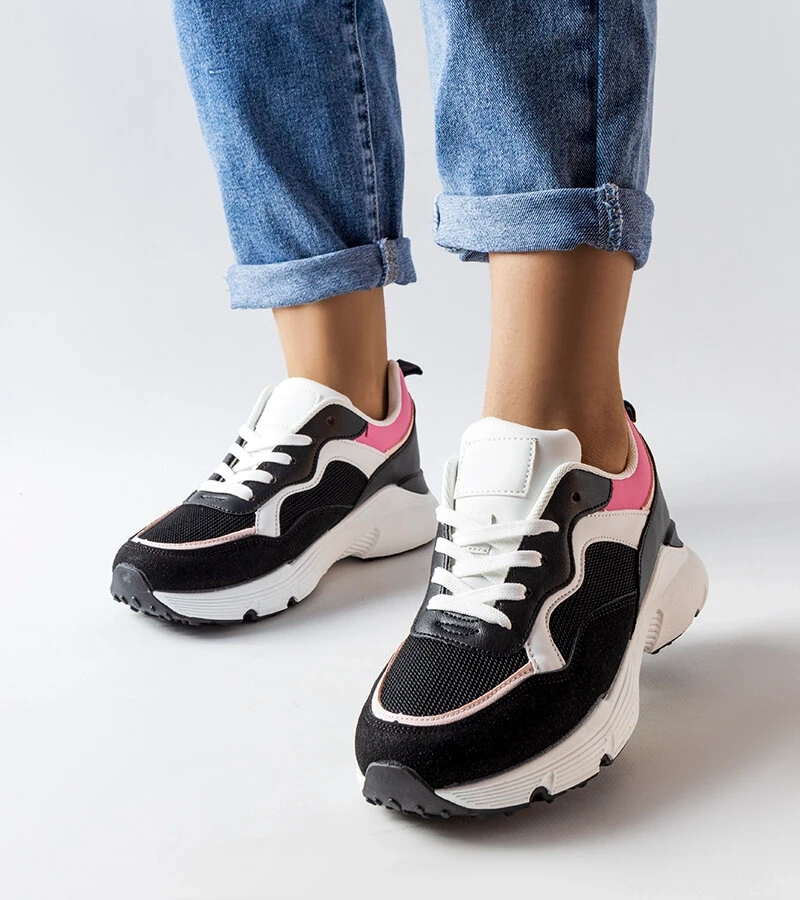 Czarno-różowe sportowe sneakersy