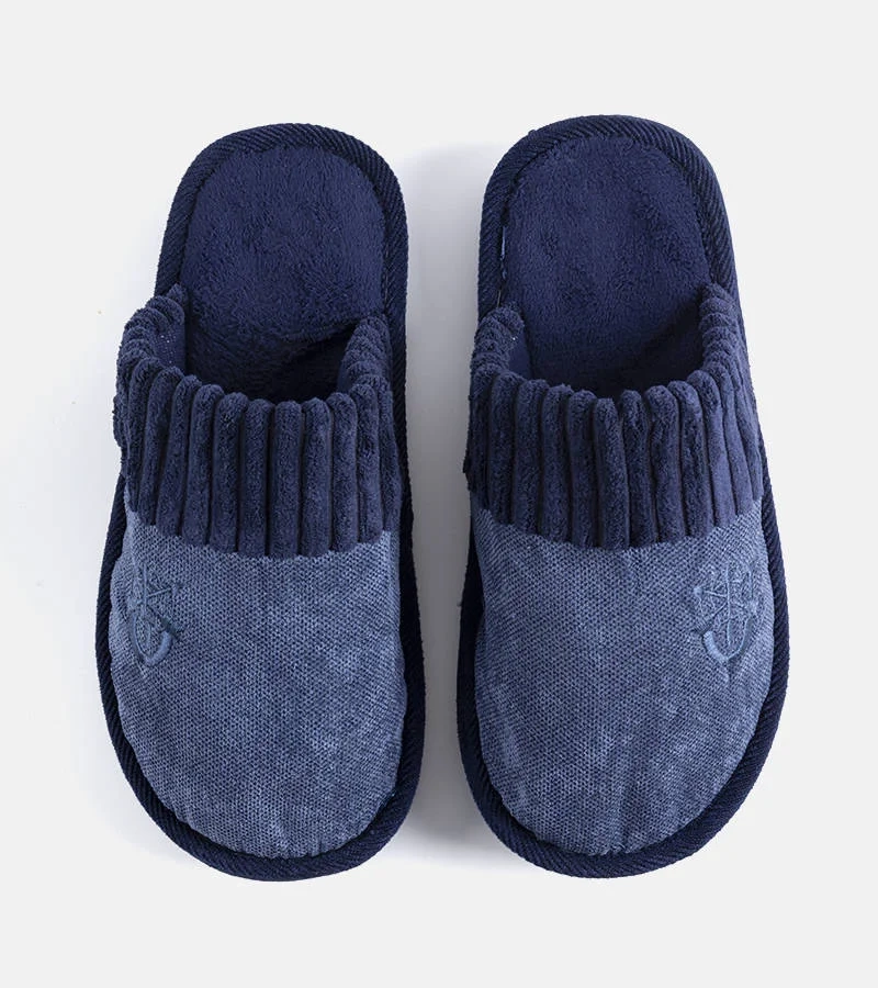 Granatowe ciepłe kapcie męskie