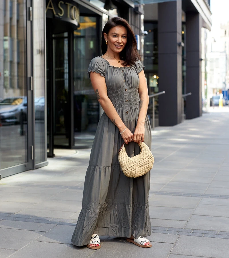 Zielona sukienka z marszczeniem Betsi