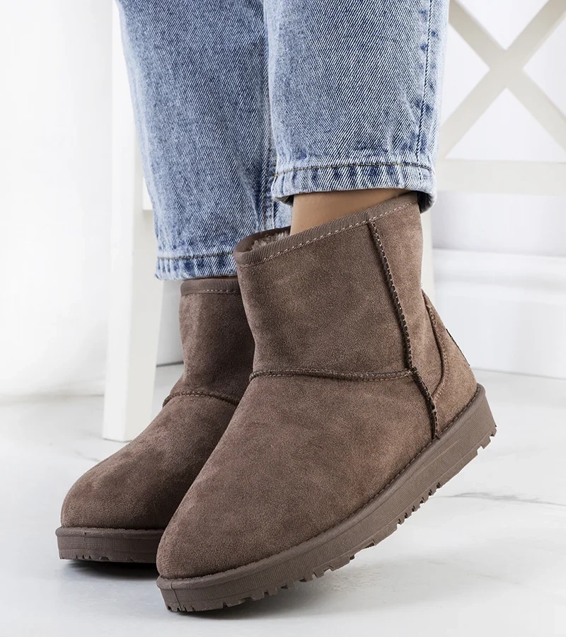 Brązowe śniegowce z eko-zamszu