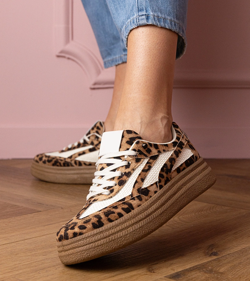 Hers Panterkowe sneakersy trampki na grubej podeszwie