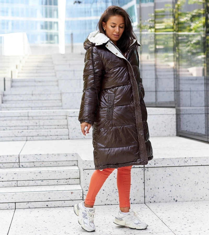 Brązowo-beżowa dwustronna kurtka