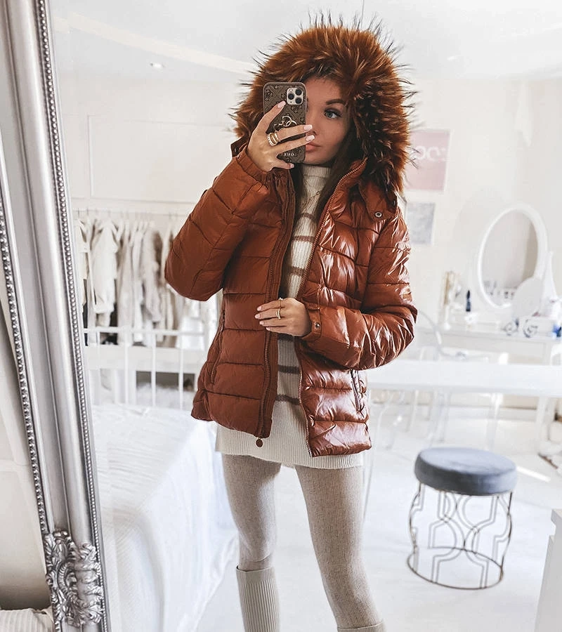 Camelowa ciepła kurtka