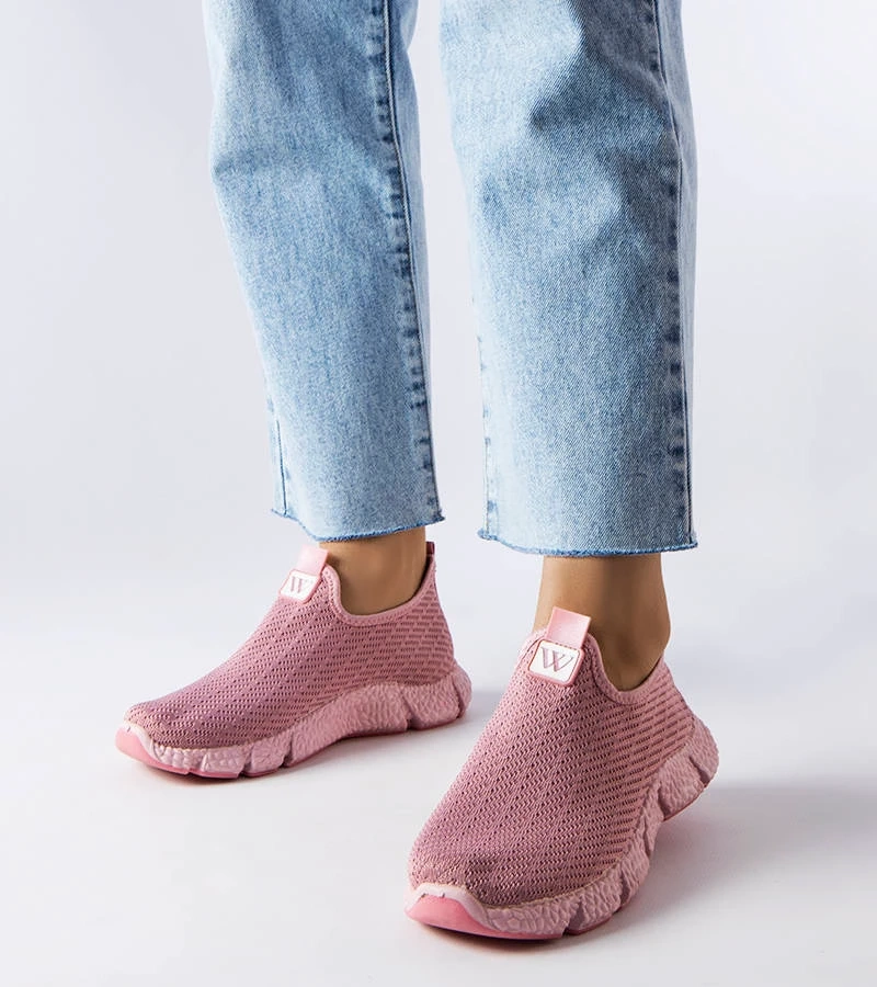 Różowe materiałowe wsuwane sneakersy