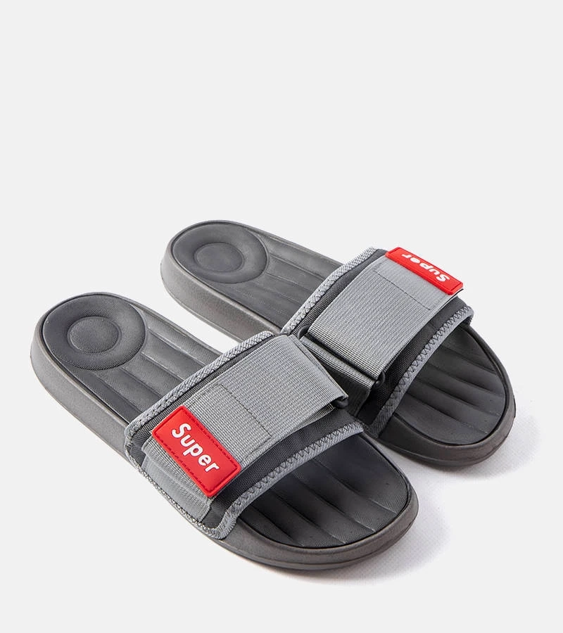 Szare męskie klapki z napisem