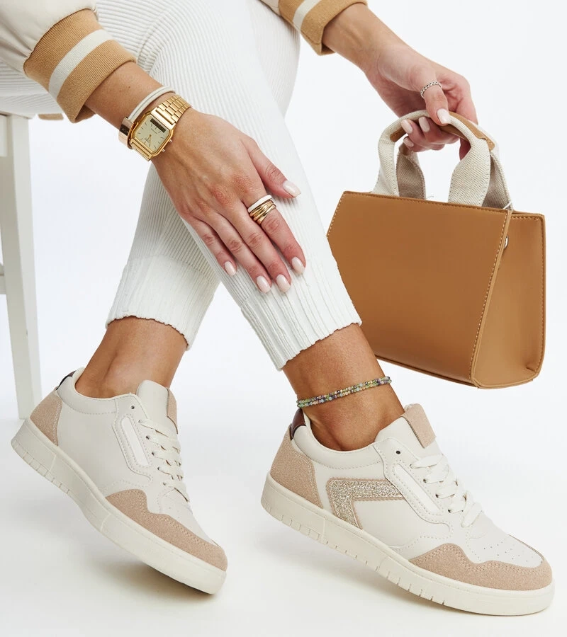 Biało-zielone sneakersy na platformie