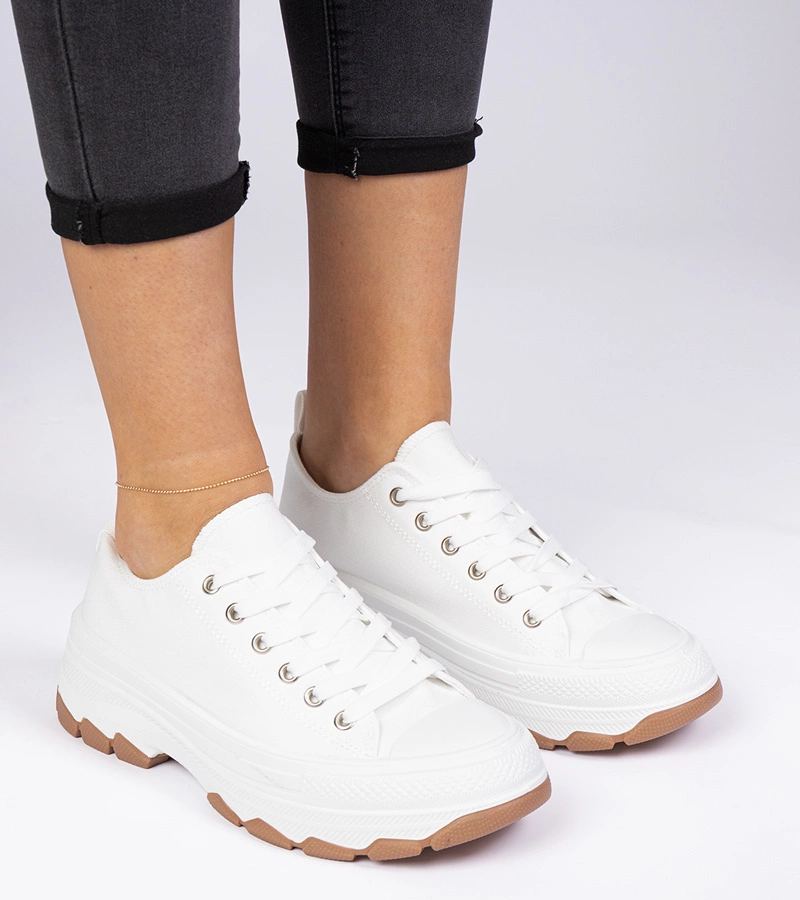 Hers Białe trampki na grubej podeszwie trampki na grubej podeszwie