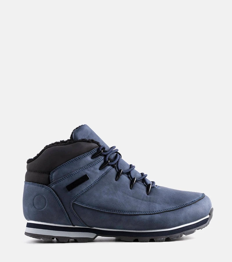 Granatowe ocieplane trapery