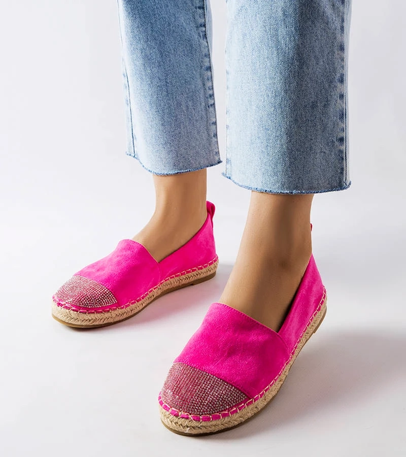 Rózowe espadryle na platformie