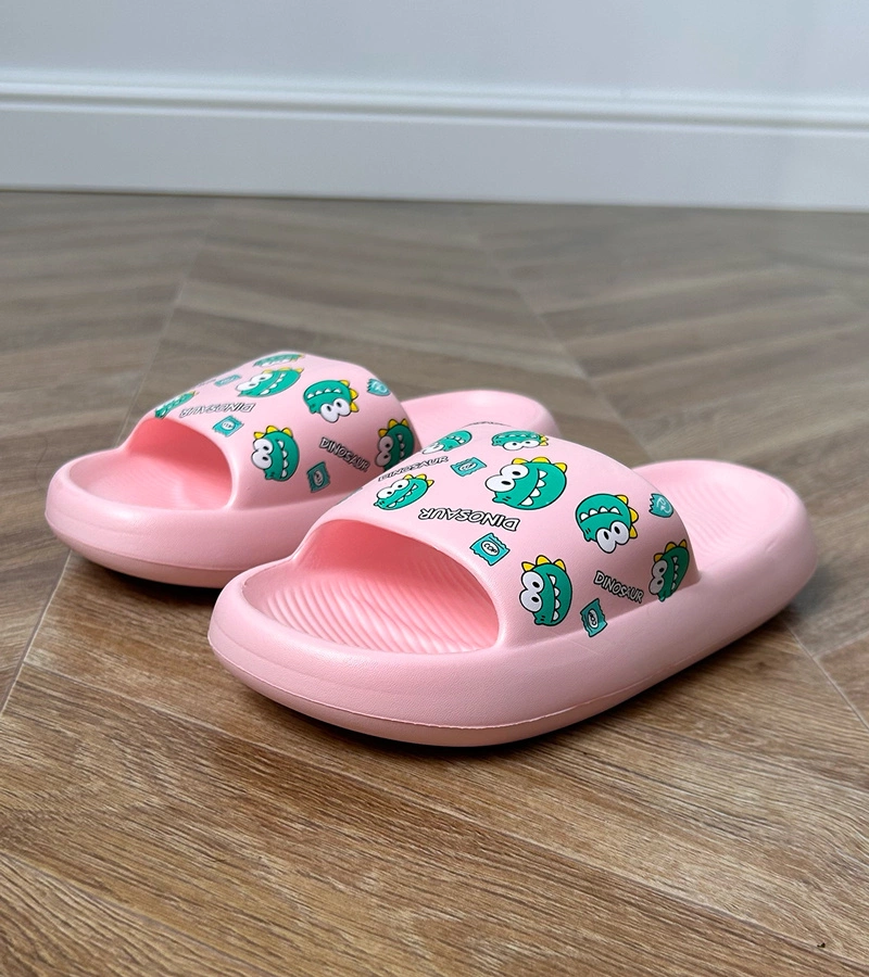 Hers Różowe klapki dziecięce z nadrukiem