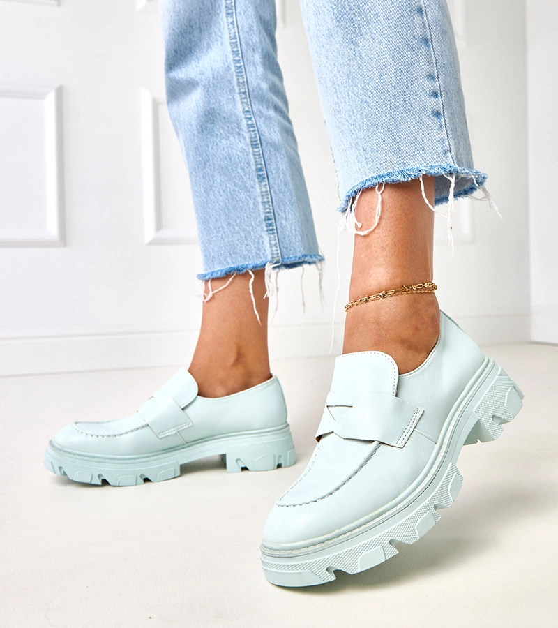 Hers Niebieskie mokasyny damskie z ekoskóry