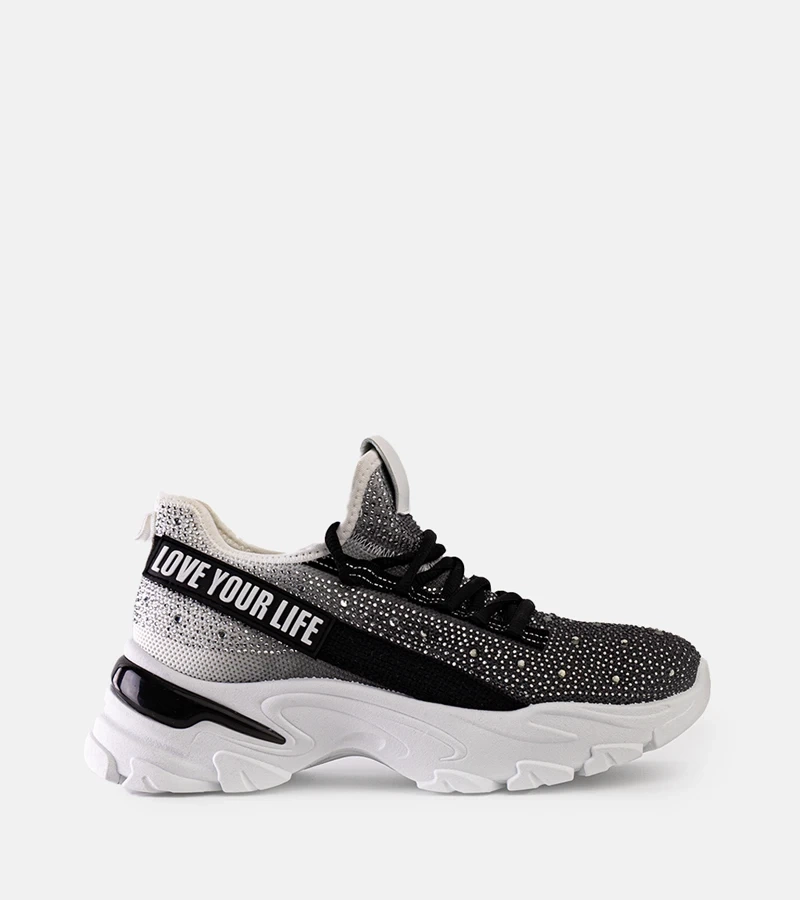 Biało-szare błyszczące masywne sneakersy