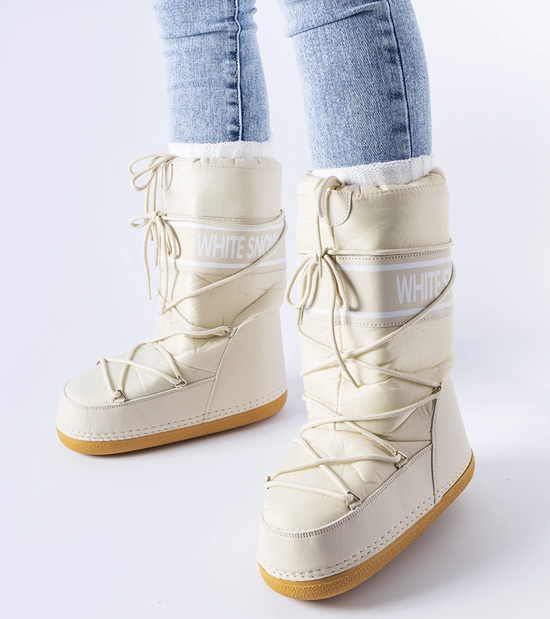 Beżowe lekkie ocieplane śniegowce