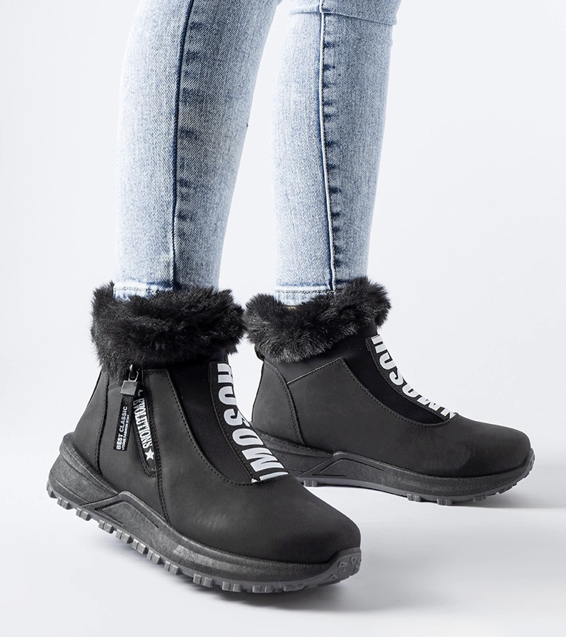 Czarne ocieplane wysokie sneakersy