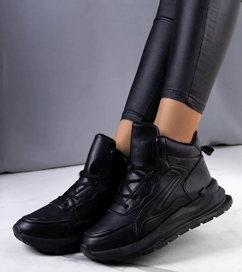 Czarne ocieplane sportowe botki