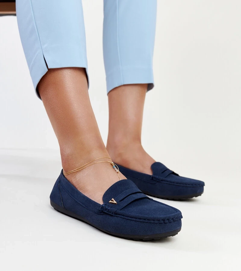 Granatowe matowe mokasyny