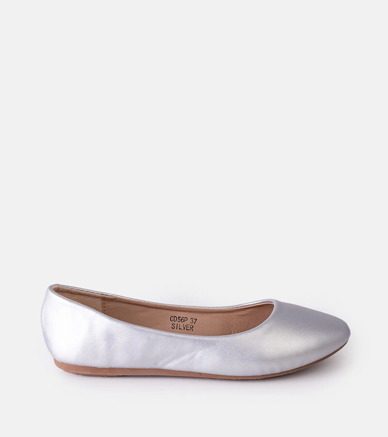 Srebrne baleriny z eco skóry