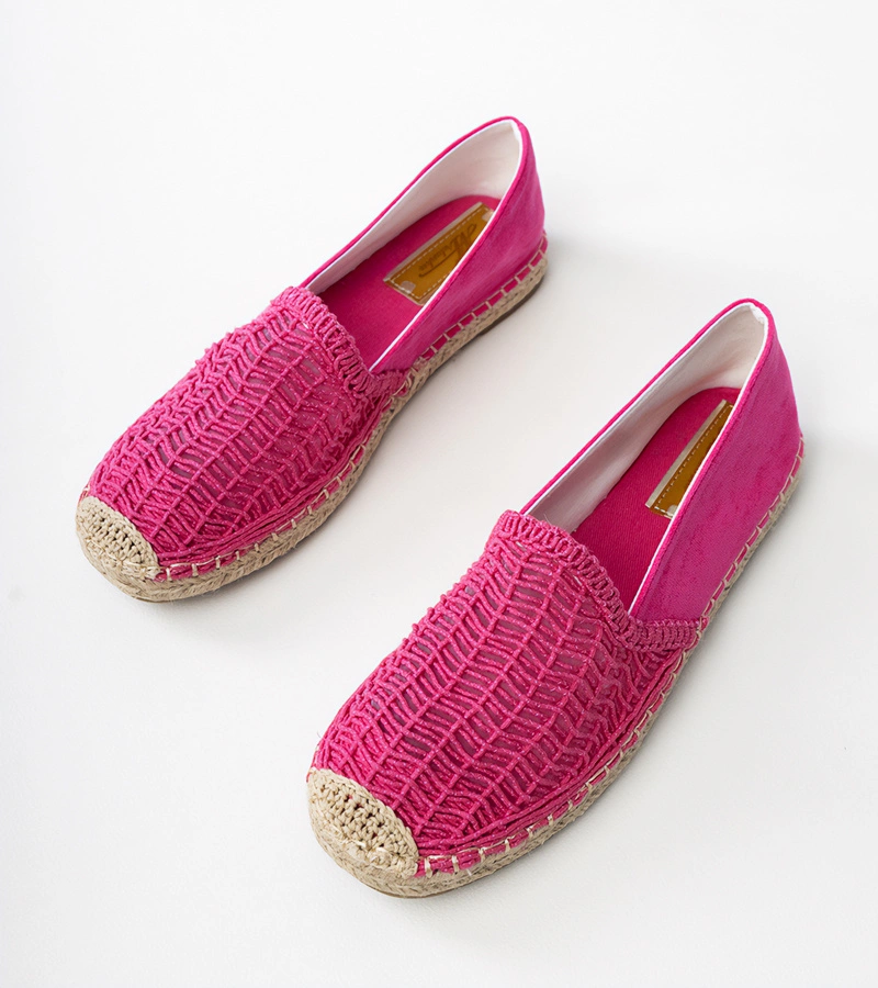 Hers Różowe espadryle ażurowe na platformie