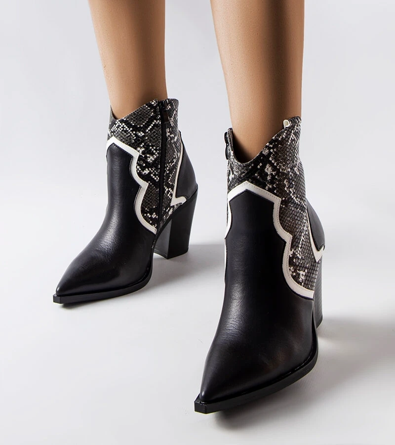 Czarne botki na wysokim obcasie