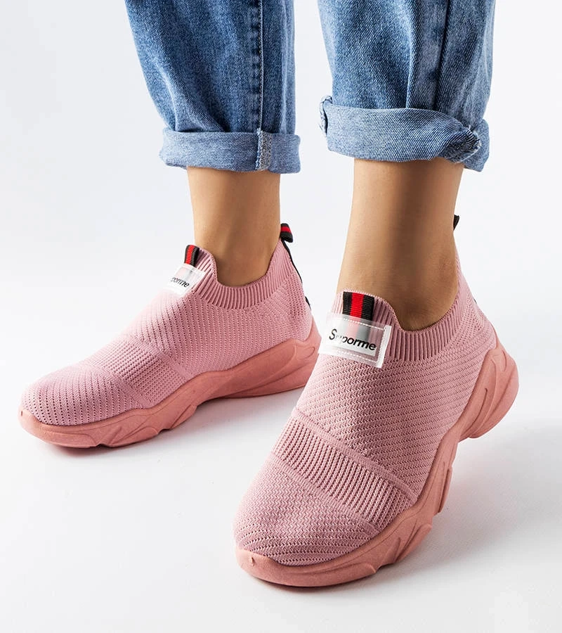 Różowe sportowe sneakersy z elastyczna cholewką