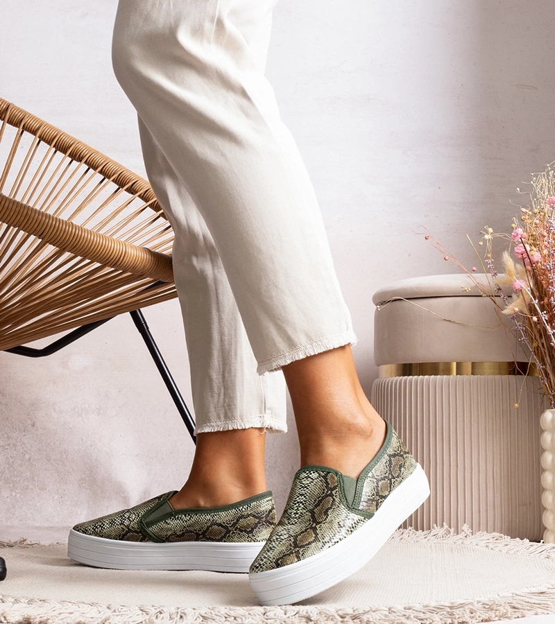 Hers Zielone tenisówki Slip On