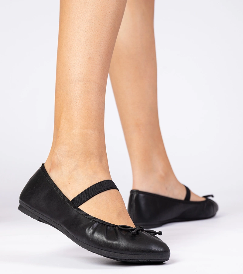 Hers Czarne damskie balerinki z kokardką