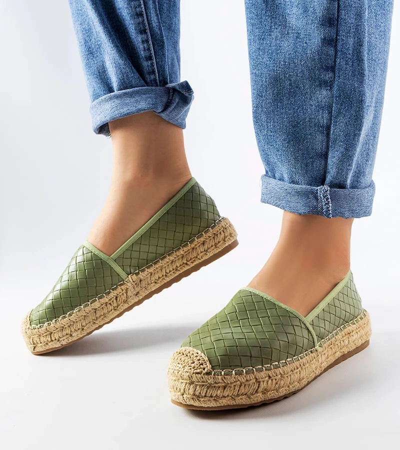 Zielone espadryle na platformie