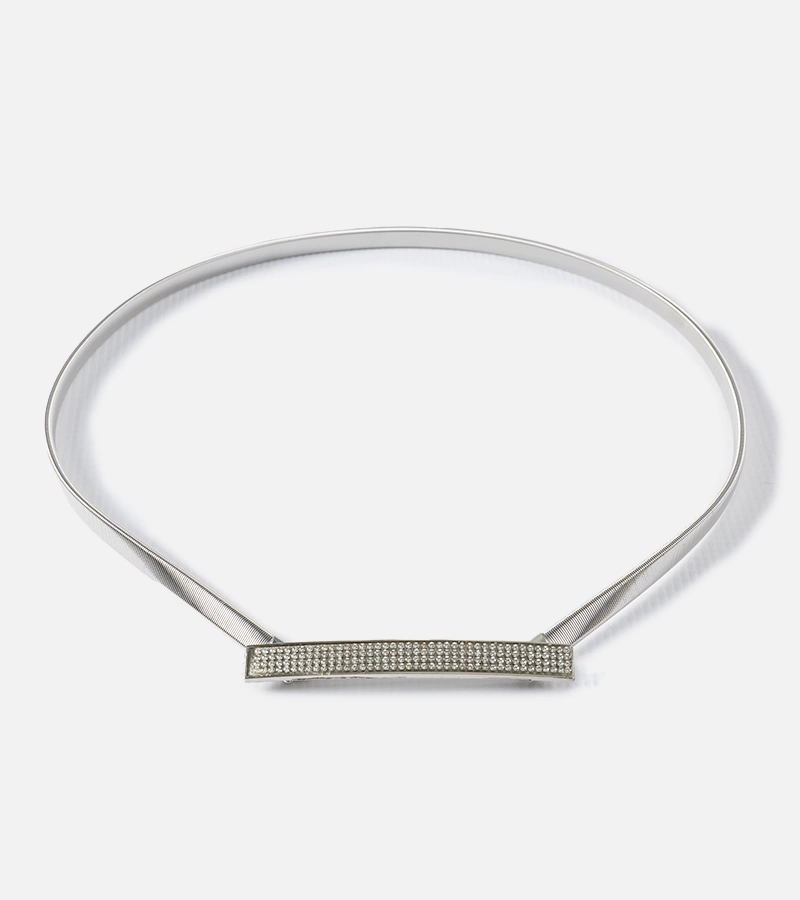 Srebrny elastyczny pasek z cyrkoniami