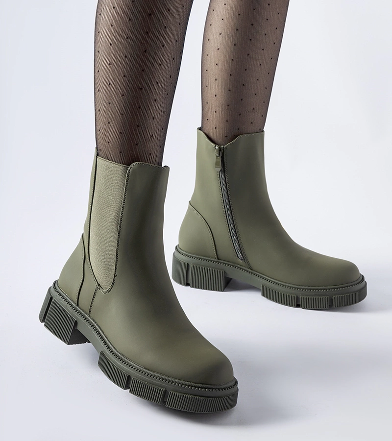 Zielone ocieplane botki gumowe