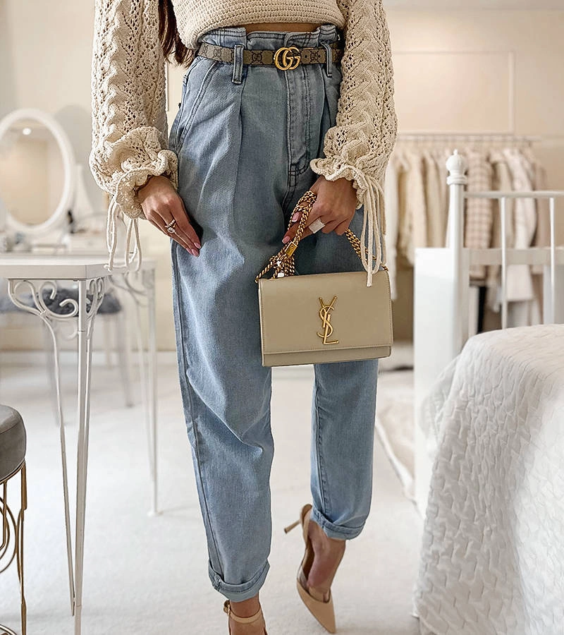 Niebieskie jeasny mom fit