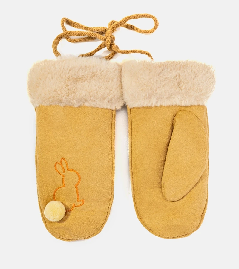 Żółte rękawiczki z królikiem