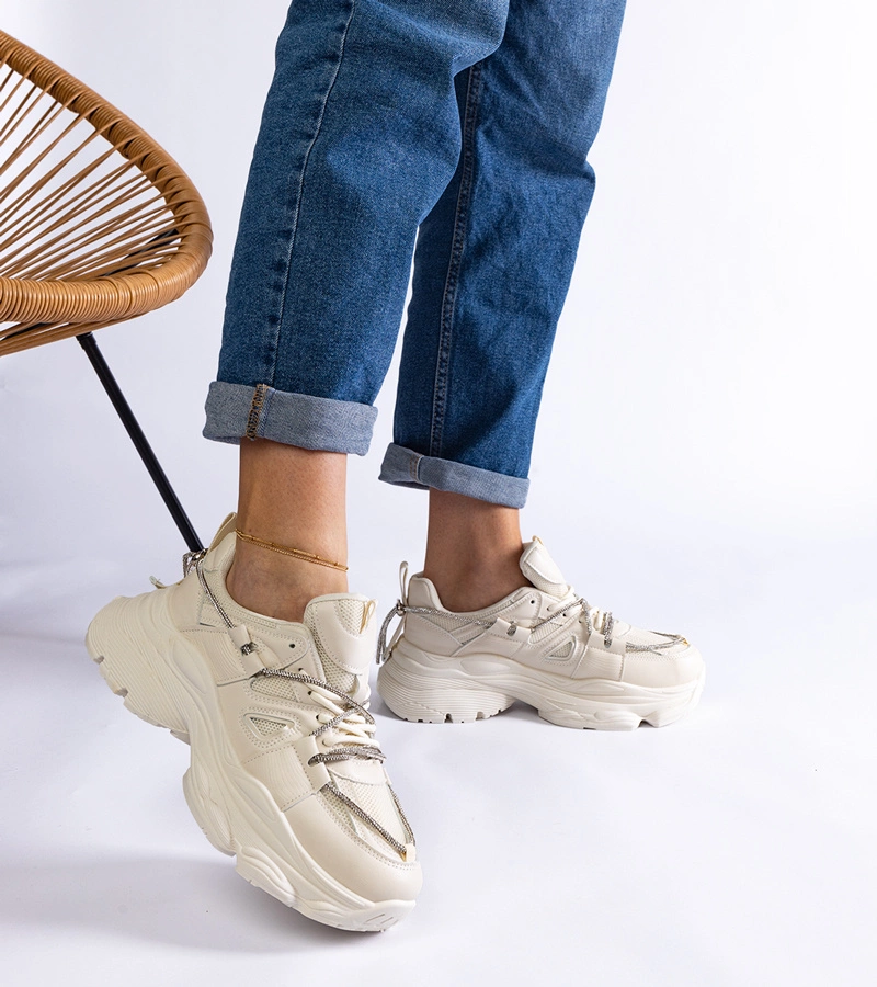 Beżowe sneakersy sportowe damskie