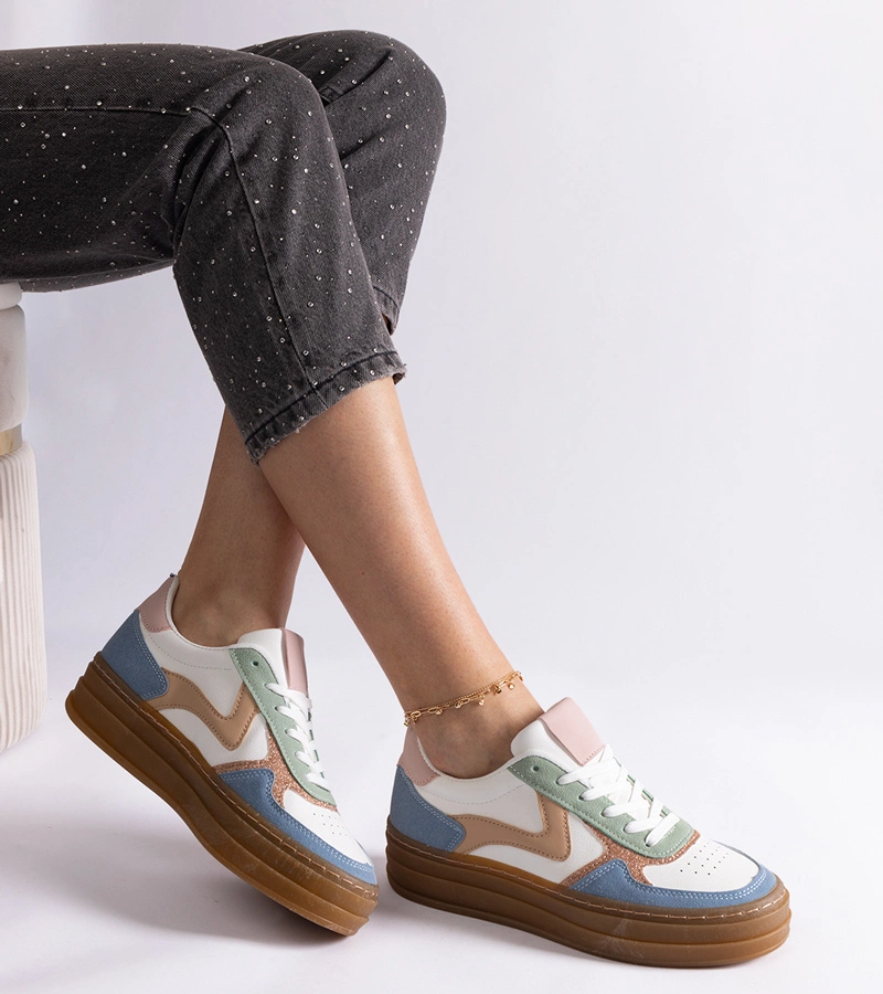 Niebieskie sneakersy na gumowej podeszwie Quica