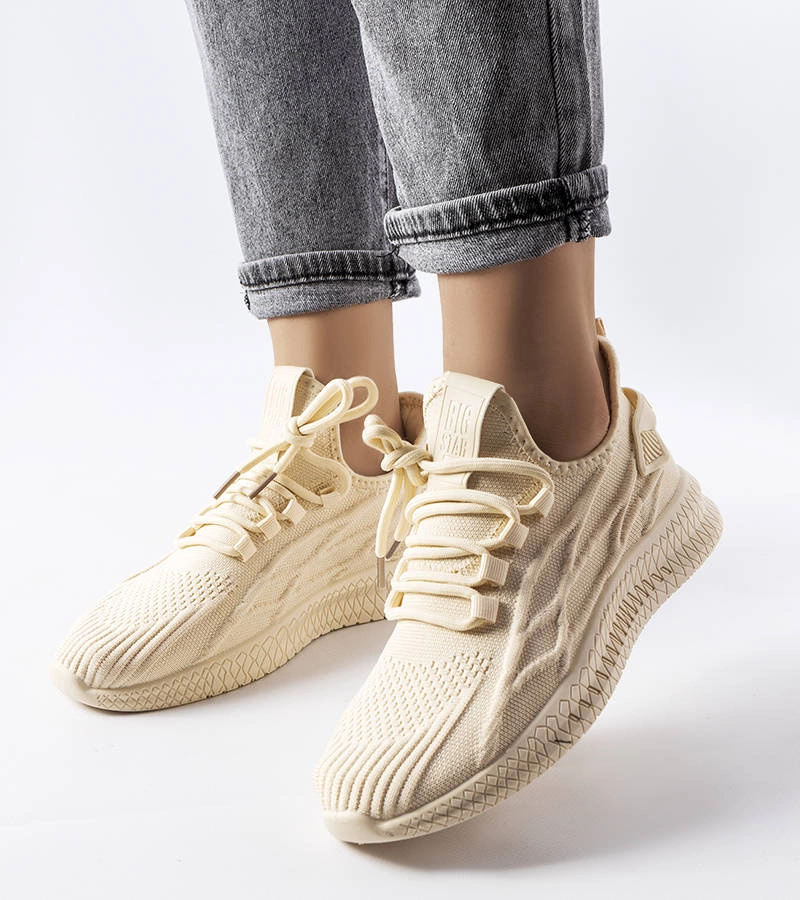 Beżowe materiałowe sneakersy BIG STAR LL274714