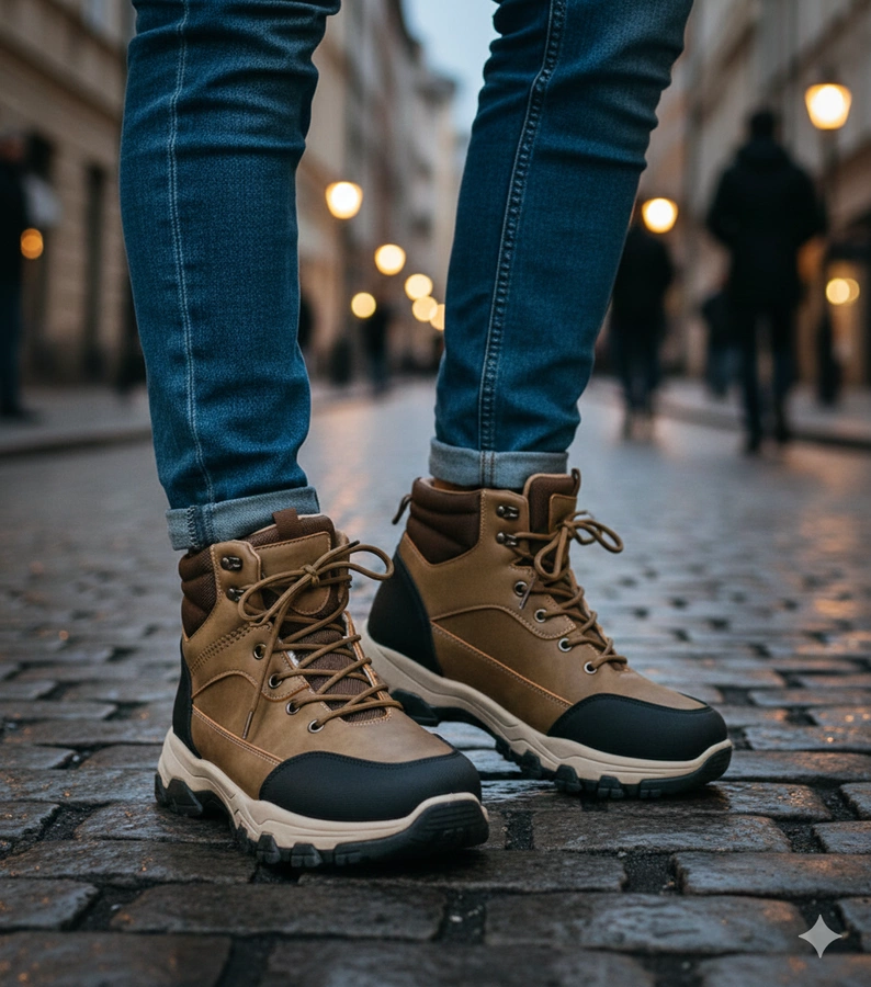 Hers Ciemnobeżowe trapery męskie