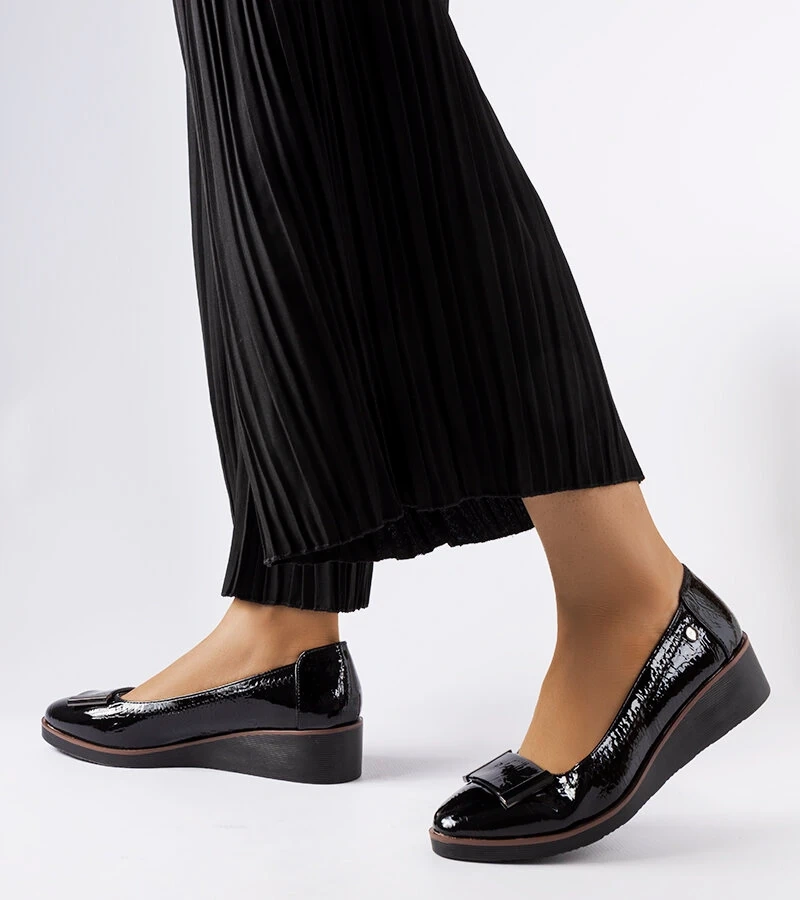 Czarne balerinki ze skórzaną wkładką