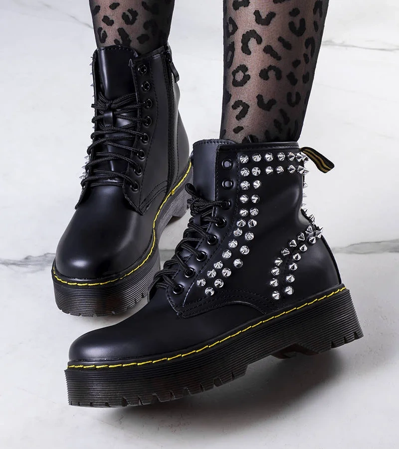 Czarne botki damskie na platformie