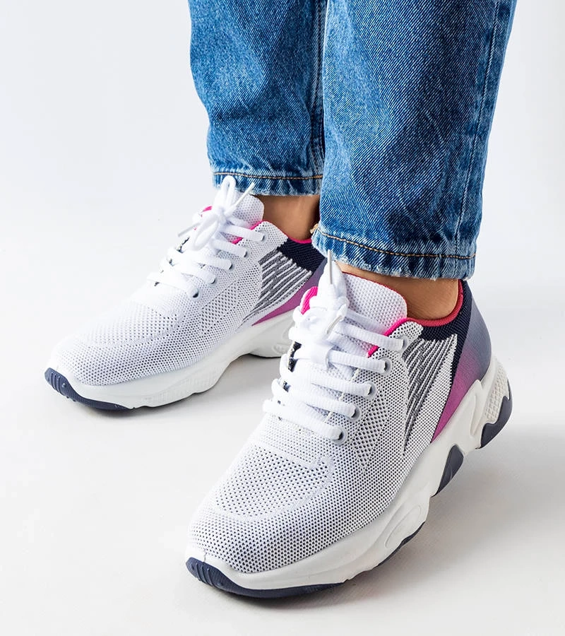 Biało-granatowe sportowe sneakersy