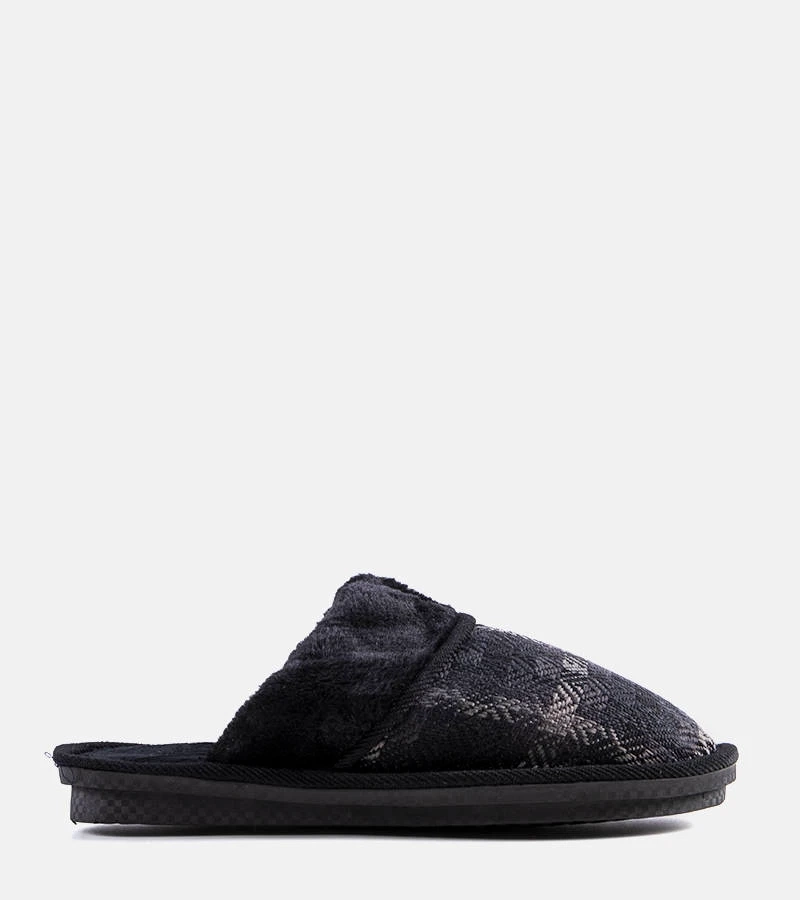 Czarne kapcie męskie w kratkę