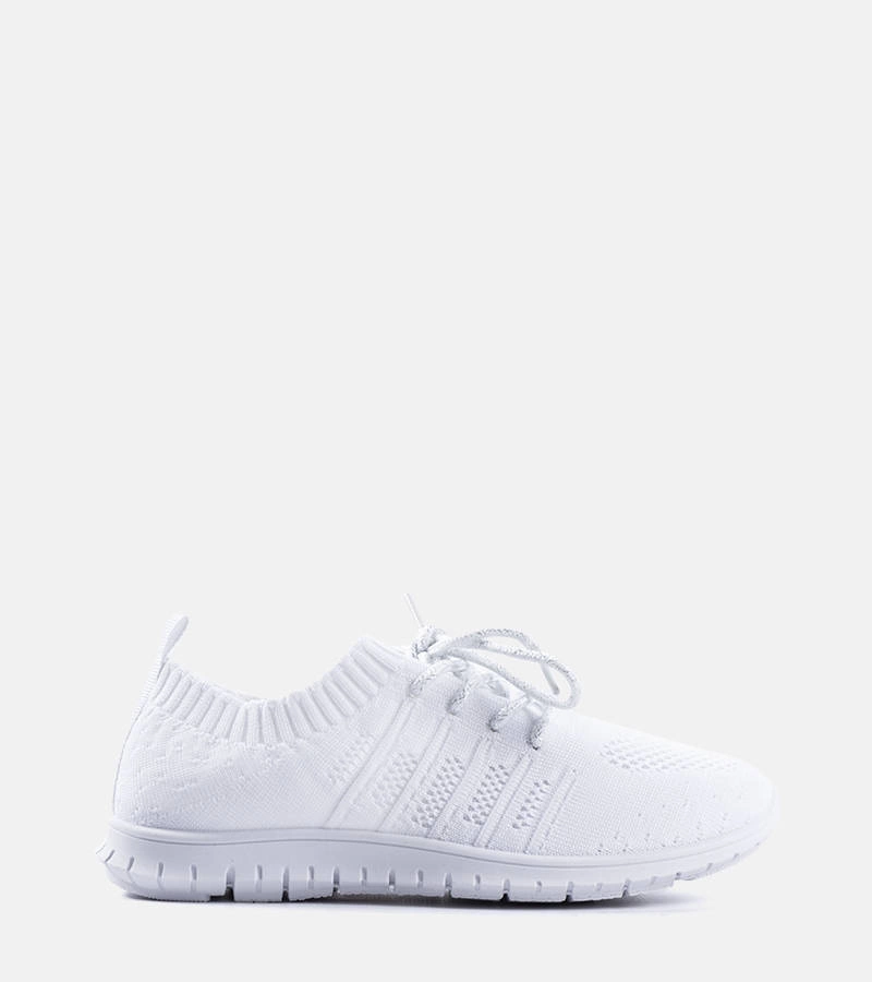 Białe materiałowe sneakersy dziecięce