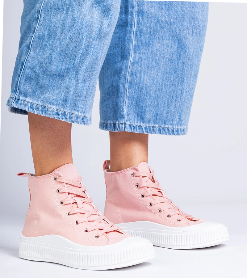 Różowe wysokie trampki na platformie